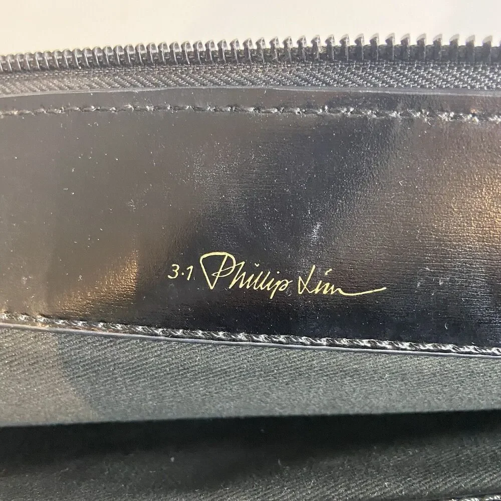 3.1 PHILLIP LIM Gold Foil‎ Leather Clutch Zip Closure